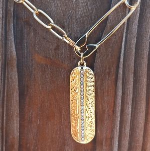 Paper clip drop rhinestone necklace